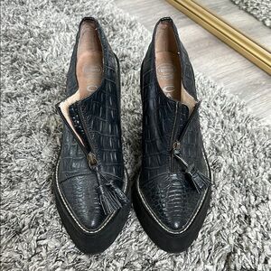 Havana Last Jeffrey Campbell Black Croc-Embossed wedges